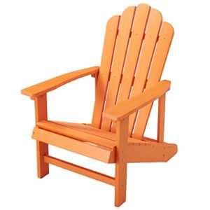 efurden adirondack chair, polystyrene, weather resistant & durable fire pits chair for lawn and garden, 350 lbs load capacity with easy assembly (orange, 1 pc)