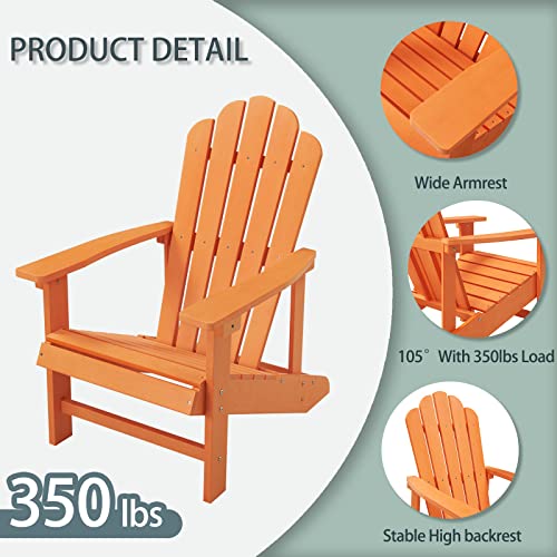 EFURDEN Adirondack Chair, Polystyrene, Weather Resistant & Durable Fire Pits Chair for Lawn and Garden, 350 lbs Load Capacity with Easy Assembly (Orange, 1 pc)