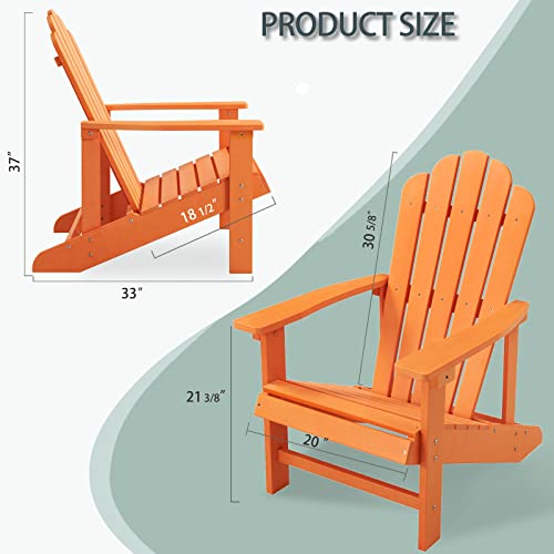 EFURDEN Adirondack Chair, Polystyrene, Weather Resistant & Durable Fire Pits Chair for Lawn and Garden, 350 lbs Load Capacity with Easy Assembly (Orange, 1 pc)