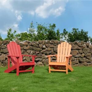 EFURDEN Adirondack Chair, Polystyrene, Weather Resistant & Durable Fire Pits Chair for Lawn and Garden, 350 lbs Load Capacity with Easy Assembly (Orange, 1 pc)