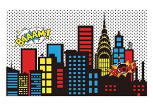 allenjoy superhero themed backdrops super city skyline buildings children birthday supplies favors decorations photography party event banner photo studio booth background baby shower