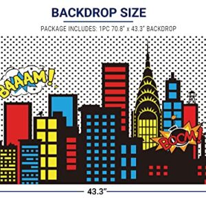 Allenjoy Superhero Themed Backdrops Super City Skyline Buildings Children Birthday Supplies Favors Decorations Photography Party Event Banner Photo Studio Booth Background Baby Shower