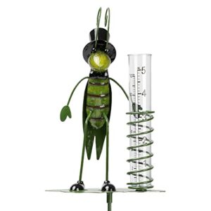 saphirose rain gauge stake for yard garden stakes decor outdoor metal locust figurine with plastic tube – 5.31″ w x 6.1″ d x 40″ h