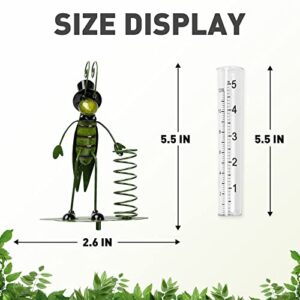 SaphiRose Rain Gauge Stake for Yard Garden Stakes Decor Outdoor Metal Locust Figurine with Plastic Tube - 5.31" W x 6.1" D x 40" H