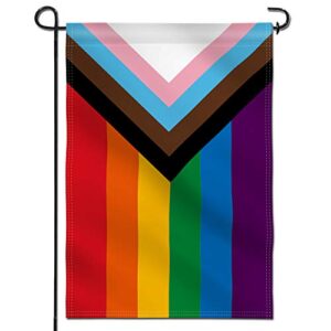 anley double sided premium garden flag, progress pride rainbow garden flags for home decor – weather resistant & double stitched yard flags – 18 x 12.5 inch