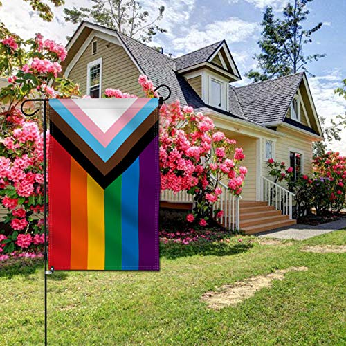 Anley Double Sided Premium Garden Flag, Progress Pride Rainbow Garden Flags for Home Decor - Weather Resistant & Double Stitched Yard Flags - 18 x 12.5 Inch