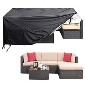 oslimea patio furniture cover waterproof, outdoor sectional sofa set cover heavy duty 420d rectangle table and chair set cover (126″ l× 63″ w× 28″ h)