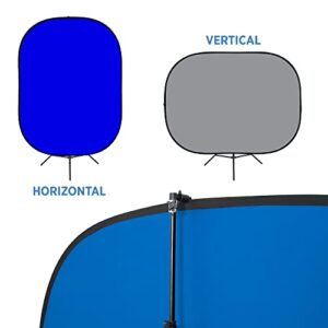 Fovitec Reversible 5'x6.5' Gray and BluePop-Up Backdrop with Stand and Clip, for Headshot and Portrait Photography, Vlogging, Video Conference, and Live Stream