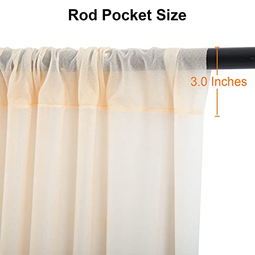 10x10ft Champagne Tulle Backdrop Curtain with String Light for Baby Shower Birthday Party Wedding Arch Living Room Wrinkle Free Sheer Window Curtains Wall Decoration Background