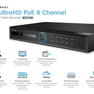 Amcrest 5Series 4K POE NVR 8CH 4K/6MP/5MP/4MP/3MP/1080P Network Video Recorder (8-Port PoE) - Supports up to 8 x 4K IP Cameras, Supports up to 2 x 10TB Hard Drives (Not Included)