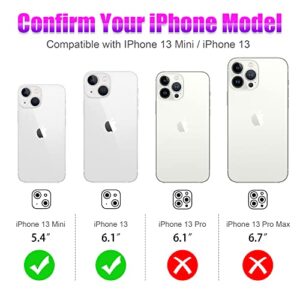 AGVEE 3+3 6 Pack for iPhone 13 6.1 inch / 13 Mini 5.4 inch Camera Lens Protector, Bling Diamond & Bling Glitter Metal Ring 9H Tempered HD Glass Camera Screen Protector Cover Film, Silver