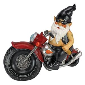 design toscano qm7512103 axle grease the biker garden gnome motorcycle statue, full color