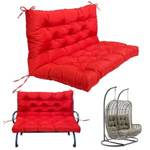 replacement cushions for outdoor swing, garden swing seat cushions with backrest 2/3 seater, waterproof non-slip recliner replacement mat sofa lounger chairs pad patio home (big red 60x40inch)
