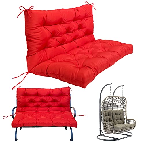 Replacement Cushions for Outdoor Swing, Garden Swing Seat Cushions with Backrest 2/3 Seater, Waterproof Non-Slip Recliner Replacement Mat Sofa Lounger Chairs Pad Patio Home (Big red 60x40inch)