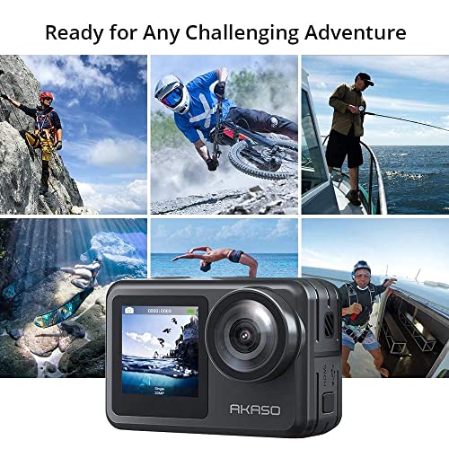 AKASO Brave 7 LE 4K30FPS 20MP WiFi Action Camera with Touch Screen Vlog Camera EIS 2.0 Remote Control 131 Feet Underwater Camera with 2X 1350mAh Batteries Support External Microphone