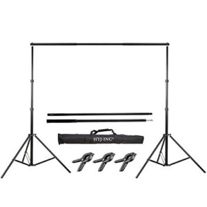 hyj-inc photo video studio 10 ft adjustable background stand backdrop support system kit with photography background holder carry bag