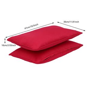 Leblett Pack of 2 Outdoor Pillows,Indoor/Outdoor Waterproof Decorative Throw Cushion Garden Sofa Chair Cushion Throw Pillow (47*30*10cm,Red)