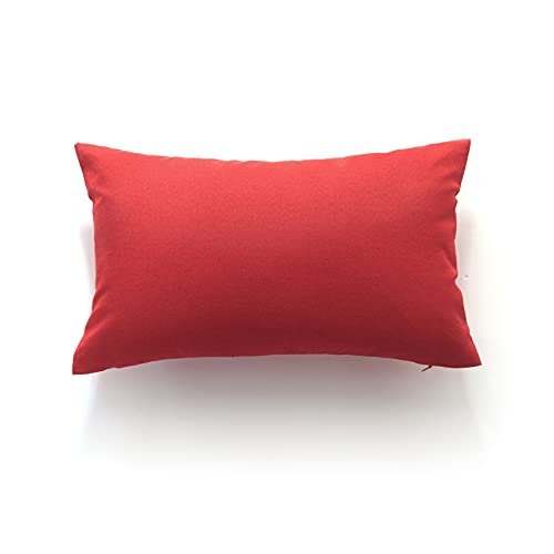 Pack of 2 Decorative Outdoor Waterproof Pillow Covers for Patio Tent Garden Balcony Farmhouse Sunbrella Outside Square Lumbar Pillow Cover Case 12*20 inch (Red)