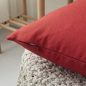 Pack of 2 Decorative Outdoor Waterproof Pillow Covers for Patio Tent Garden Balcony Farmhouse Sunbrella Outside Square Lumbar Pillow Cover Case 12*20 inch (Red)