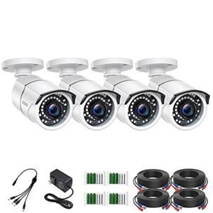 zosi 4 pack 2mp 1080p hd-tvi home security camera outdoor indoor 1920tvl,36pcs leds,120ft night vision, 105°view angle, weatherproof surveillance cctv bullet camera