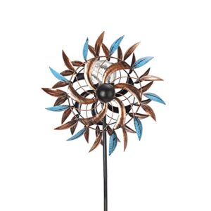 solar wind spinners, solar wind spinner with metal garden stake, solar powered glass ball garden pinwheels, with kinetic wind spinner dual direction for yard and garden