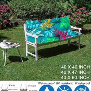 Three Seat Swing Replacement Cushions, Replacement Cushions For Outdoor Furniture, Thicken Waterproof Swing Cushions 2/3 Seater Replacement, Garden Bench Seat Cushion (Flower Color 40 * 60 In)