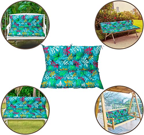 Three Seat Swing Replacement Cushions, Replacement Cushions For Outdoor Furniture, Thicken Waterproof Swing Cushions 2/3 Seater Replacement, Garden Bench Seat Cushion (Flower Color 40 * 60 In)