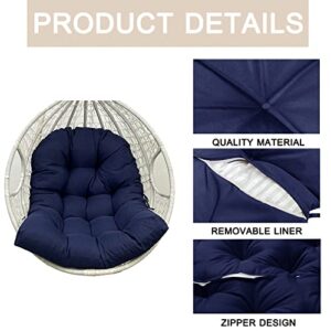 Hanging Basket Hanging Egg Chair Cushions,Indoor/Outdoor Swing Chair Cushion,Waterproof Soft Comfy Hammock Chair Seat Pads Back Cushion,Basket Chair Cushion for Patio Garden (Navy Blue)