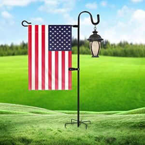 jantens garden flag holder stand & shepherds hook, 36 inch garden flag pole with anti-wind clip for flag, solar lights, wreath, and decorations