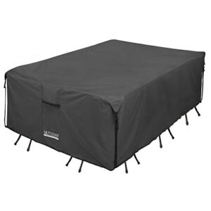 ultcover rectangular patio heavy duty table cover – 600d tough canvas waterproof outdoor dining table and chairs general purpose furniture cover size 64l x 52w x 28h inch, black