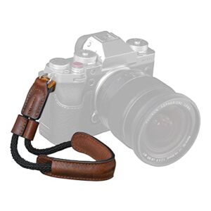 smallrig camera wrist strap, vintage leather camera hand strap for dslr slr mirrorless, adjustable safety strap for fujifilm x-t5 and other compact cameras, brown – 3926