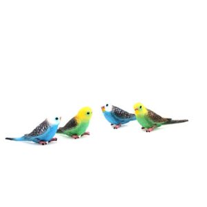 4 pcs Bird Decorative Figurines, Mini Cute Parrot Bird Animal Model Toys Home Decor Garden Cake Decoration