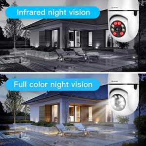 Anakk 360 Light Bulb Security Camera, 2K 3MP Wireless 2.4GHz WiFi Home Surveillance Cameras, Two-Way Audio, Baby and Pet Monitor Indoor/Outdoor, Light Socket Security Camera, Compatible with Alexa