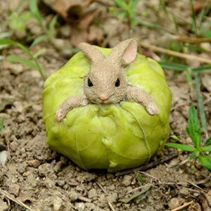 Top Collection Miniature Fairy Garden and Terrarium Rabbit Stuck in Cabbage Statue