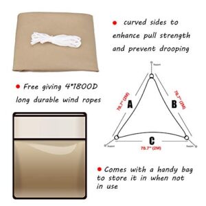 Waterproof Sun Shade Sail with Hardware Kit, Triangle 6'7''x 6'7''x 6'7'' UV Block Canopy for Patio Backyard Lawn Garden Outdoor Activities (Khaki)