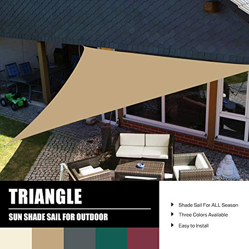 Waterproof Sun Shade Sail with Hardware Kit, Triangle 6'7''x 6'7''x 6'7'' UV Block Canopy for Patio Backyard Lawn Garden Outdoor Activities (Khaki)