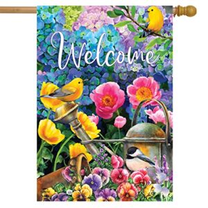 springtime garden welcome house flag birds floral 28″ x 40″ briarwood lane