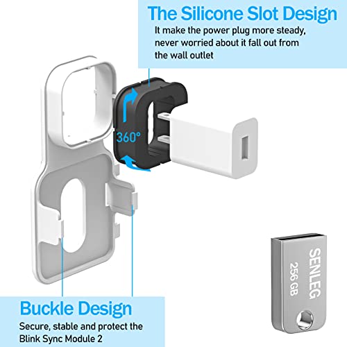 256GB Blink USB Flash Drive and Blink Sync Module 2 Mount, No-Drilling Easy Move Mount Bracket for Blink Outdoor Indoor Security System, with Short Cable (Blink Sync Module 2 is NOT Included)