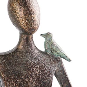 ART & ARTIFACT Zen Woman with Bird Sculpture - Indoor/Outdoor Accent Bowl and Bird Feeder Garden Statue