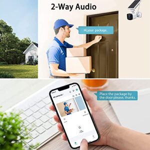 Wireless Solar Security Camera Outdoor,Solar Home Security Camera System, Forever Power,100% Wire-Free,1080P Night Vision Camera, 2 Way Talk,PIR Motion Detection,IP66 Waterproof,Cloud Storage/SD Slot