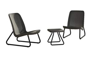 keter 17197637 rio 2 seater rattan outdoor patio garden furniture set, graphite