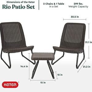 Keter 17197637 Rio 2 Seater Rattan Outdoor Patio Garden Furniture Set, Graphite