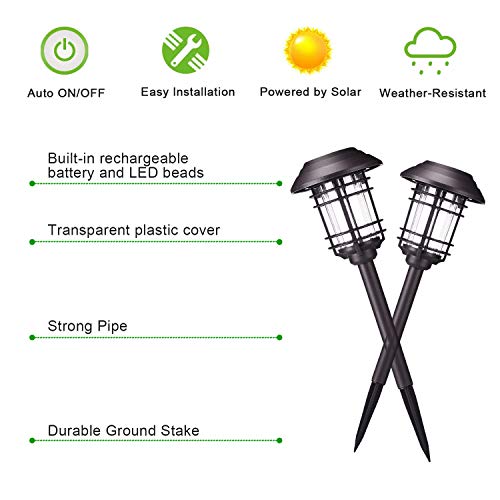 Azirier Solar Lights Outdoor Waterproof Security Lights Easy Install Garden Lights for Garden Path Walkway Light 12 Pack