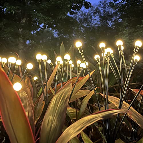 HIYALOT Solar Garden Lights-Solar Firefly Lights, Starburst Swaying Lights, Sway by Wind, Solar Garden Decorative Lights for Yard Patio Pathway Lawn Decorations,2 Pack (6LED Bulbs-2Pack)