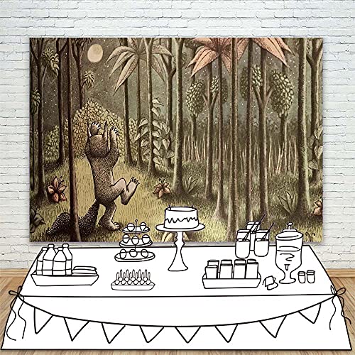 YouRan Where The Wild Things are Backdrops for Photography 7x5 Wild One Little Monster Backdrop Baby Shower Vinyl Banner Where The Wild Things are Party Supplies 1st Birthday