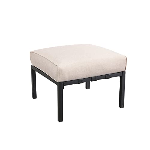 LOKATSE HOME Patio Foot Rest Outdoor Ottoman Modern Footstool for Garden Yard Deck Poolside, Beige