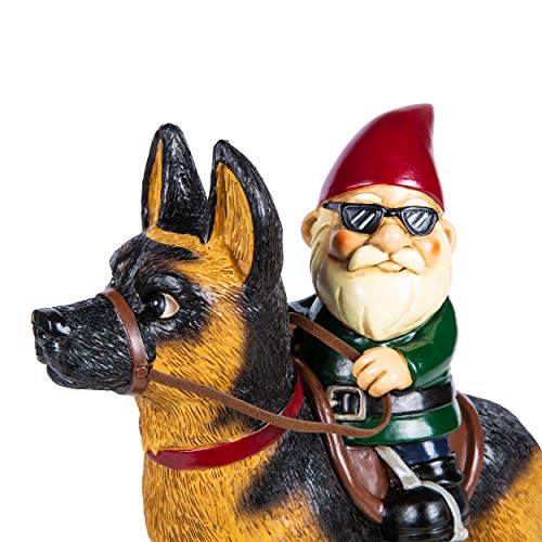 Kwirkworks Garden Gnome - German Shepherd Lawn Statue Figurine - 10 inches Tall