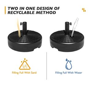 Mansader Fillable Plastic Umbrella Base Stand 50 Lbs Water Table Patio Umbrella Bases, Weighted Outdoor Patio Market-Heavy Duty Umbrella Stands, for Outdoor, Lawn, Garden, Pool, Rattan Weave (Black)