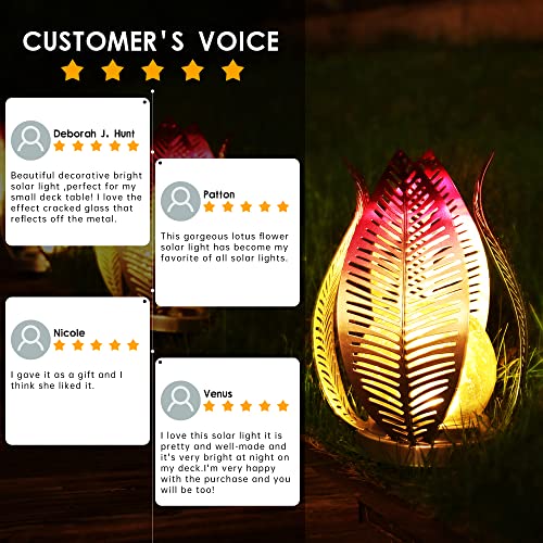 QZGE Garden Solar Lights Outdoor Decor Waterproof Crackle Glass Globe Lights,Metal Yard Art Outdoor Solar Table Lamp for Decorations Garden,Patio,Lawn,Balcony Or Courtyard.