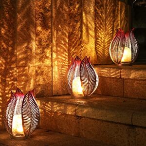 QZGE Garden Solar Lights Outdoor Decor Waterproof Crackle Glass Globe Lights,Metal Yard Art Outdoor Solar Table Lamp for Decorations Garden,Patio,Lawn,Balcony Or Courtyard.